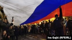 Jedan od protesta podrške Rusiji, koji su organizovali desničari u Srbiji nakon invazije na Ukrajinu, Beograd, 4. mart 2022.