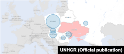 Țările care acceptă refugiați din Ucraina. Hartă a Agenției ONU pentru refugiați.