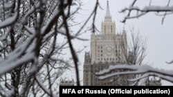 RUSSIA, - A view of the Russian Foreign Ministry building in Moscow, January 21, 2022. 