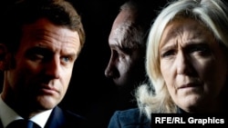 Emmanuel Macron, Marine Le Pen și Vladimir Putin