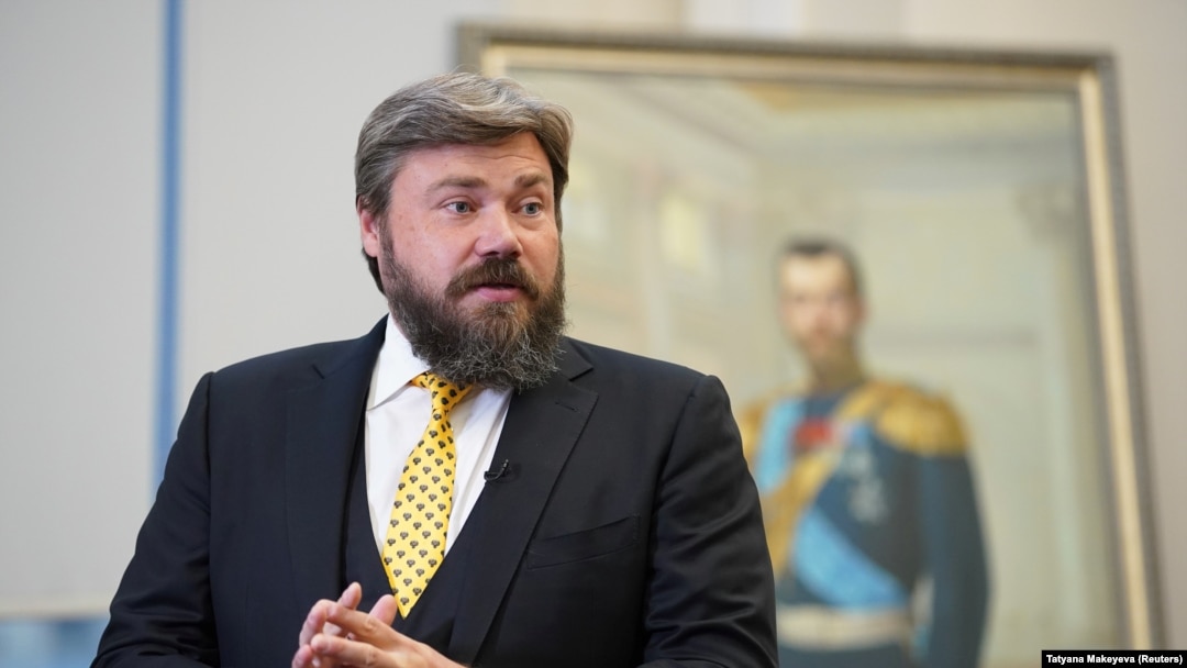 Константин Малофеев - председател на борда на директорите на медийната група "Царьград", говори по време на интервю за Ройтерс в Москва, 16 септември 2021 г.