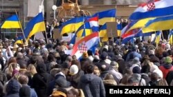 Протест за поддршка на Украина во Загреб.