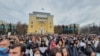 Participants at the rally in Almaty on March 8 called for the Central Asian nation's government to outline more modern gender policies. 