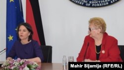 Министерката за надворешни работи на Германија, Аналена Бербок и министерката за надворешни работи на Босна и Херцеговина, Бисера Турковиќ, Сараево, 10 март 2022 година.