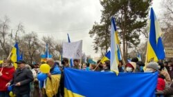 Украинадағы соғысқа қарсы наразылық. Алматы, 6 наурыз 2022 жыл.