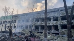 A hospital building in Mariupol, Ukraine, after a Russian strike in March 2022.