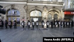 Podrška Ukrajini od strane "Žena u crnom", Beograd, 5. mart 2022 