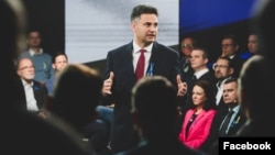 Márki-Zay Péter ellenzéki miniszterelnök-jelölt az Egységben Magyarországért programbemutatóján, 2022. március 9-én.