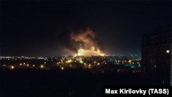 Пажар на нафтабазе ў Бранску, 25 красавіка 