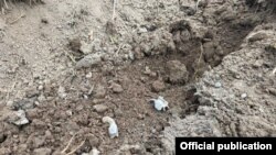 Nagorno-Karabakh - A handout photo purportedly shows fragments of an Azerbaijani mortar shell that landed in a village in eastern Karabakh, March 9, 2022.