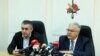 Armenia - Dashnaktsutyun party leaders Armen Rustamian (left) and Hagop Der Khatchadurian hold a news conference in Yerevan, March 10, 2022.