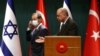 Presidenti i Turqisë, Recep Tayyip Erdogan dhe homologu i tij izraelit, Isaac Hezgoc, gjatë një konference të përbashkët për media në Ankara. Fotografi nga arkivi. 