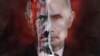 Плакат с лицом Владимира Путина на акции протеста в Риге (архивное фото)
