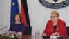 German Foreign Minister Annalena Baerbock (left) with her Bosnian counterpart, Bisera Turkovic, in Sarajevo on March 10. 