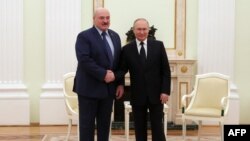 Аляксандар Лукашэнка і Ўладзімір Пуцін, Масква, 11 сакавіка 2022 г.