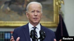 U.S. President Joe Biden announces new actions against Russia during remarks in the Roosevelt Room at the White House on March 11.