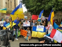 Мітинг біля посольства Росії в Лівані. Початок березня 2022 року