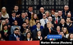 Prime Minister Viktor Orban, seen here during National Day celebrations on March 15, and his Fidesz party have spent a decade muzzling state and private media, through regulatory oversight, ownership, and advertising might.