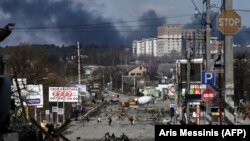 Эвакуацыя жыхароў гораду Ірпень. Ілюстрацыйнае фота