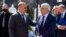 Macedonian Prime Minister Dimitar Kovacevski (left) greets EU foreign policy chief Josep Borrell in Skopje on March 14.