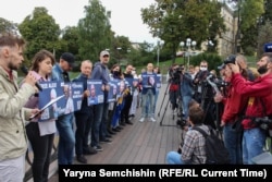 Акція на підтримку білоруських правозахисників у Києві. Фото: Ярина Семчишин