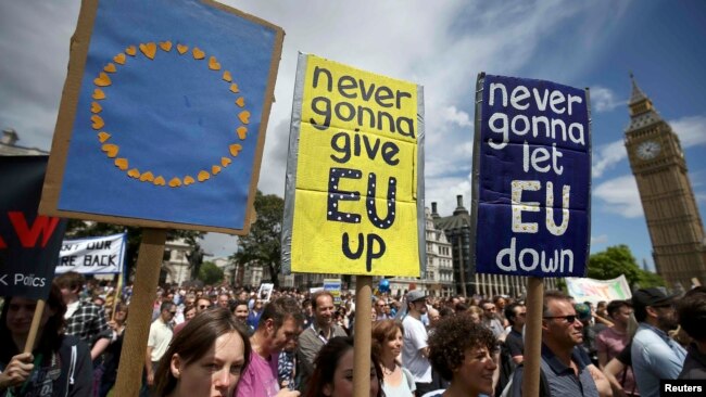 Sa protesta protiv izlaska Britanije iz EU, London, jul 2016.