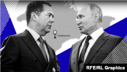 Дмитрий Медведев и Владимир Путин. Коллаж