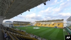 Стадионот Шериф пред фудбалскиот натпревар од групата Лига на шампиони помеѓу ФК Шериф Тираспол и Шахтјор Доњецк во Тираспол, Молдавија,15 септември 2021 година.