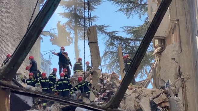 Rescuers Search For Survivors After Building Collapses In Batumi, Georgia