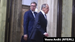Sergej Lavrov, šef diplomatije Rusije, tokom razgovora sa predsednikom Srbije Aleksandrom Vučićem u Beogradu 10. oktobra 2021. godine. 