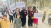 Afghan women take part in a previous protest in Kabul on October 10.