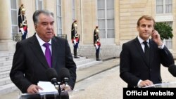 FRANCE -- Meeting of the President of Tajikistan Emomali Rahmon with the President of France Emmanuel Macron, Paris, 13OCT2021 