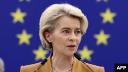 European Commission President Ursula von der Leyen delivers a speech during a plenary session at the European Parliament in Strasbourg, France, on December 13. 