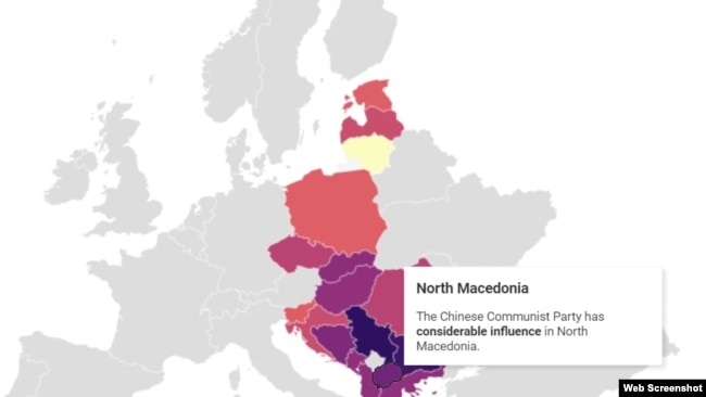 Веб скриншот од инртернет страницата на организацијата ЦЕПА, која го анализираше влијанието на Кина во Источна Европа.