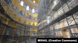 Mosaics in the interior of the church photographed in November 2021.