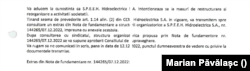 Extras din nota de fundamentare pentru reorganizarea Hidroelectrica, propusă inițial în decembrie.