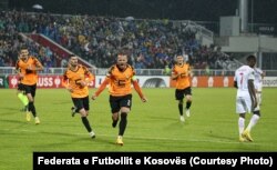 Lojtarë të Ballkanit gjatë ndeshjes kundër Sivassporit në "Fadil Vokrri", në fazën e grupeve të Ligës së Konferencës, 12 tetor 2022.