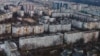 Vedere asupra unor blocuri de locuințe din sectorul Ciocana al municipiului Chișinău.