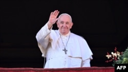 Папата Франциск за време на обраќањето. 