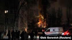 Lakóházat érő dróntámadás Kijevben 2022. december 19-én
