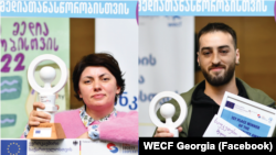 რადიო თავისუფლების ჟურნალისტები: ეკა ქევანიშვილი, თორნიკე მანდარია. 