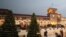 Armenia - The main government building in Yerevan's Republic Square decorated and illuminated by Christmas lights, December 7, 2022.