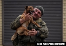 Украинский военный с собакой. Харьковская область, сентябрь 2022 года