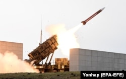 A Patriot missile is fired at a shooting range in South Korea's Chungcheong Province. (file photo)