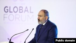 Armenia - Prime Minister Nikol Pashinian speaks during an international conference in Yerevan, December 12, 2022.