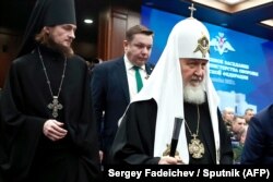 Московский патриарх Кирилл (Гундяев) на заседании коллегии Министерства обороны России. Москва, 21 декабря 2022 года