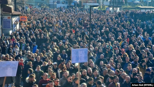 Protesta e serbëve lokalë në Shtërpcë. 8 janar 2023.