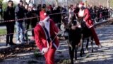 Competition Santas on donkeys in Capljina, Bosnia and Herzegovina