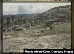 Коњи на пасиште на брдата околу село Опеница, денешна Северна Македонија, 1913-та.