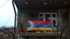 Nagorno-Karabakh - A Karabakh flag on a balcony in Stepanakert, December 20, 2022.